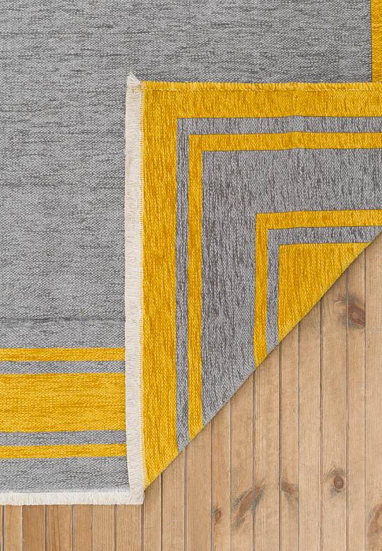 Двусторонний безворсовый ковер из шенилла NK 06 Grey Yellow