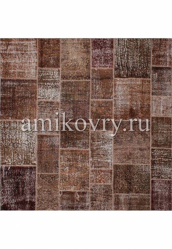 Безворсовый ковер-пэчворк ручной работы 005-Chestnut