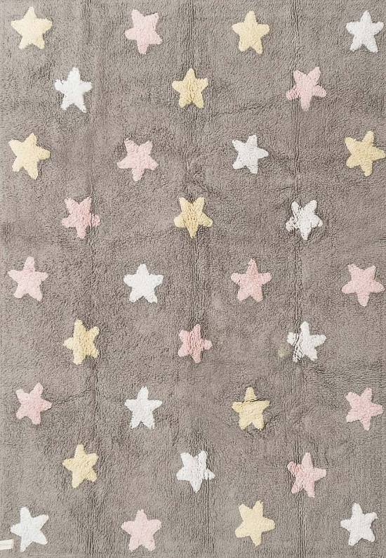 Детский стираемый ковер Stars Tricolor Grey-Pink