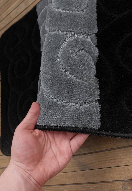 Серо-чёрный коврик для ванной комнаты Sile 2513 Black
