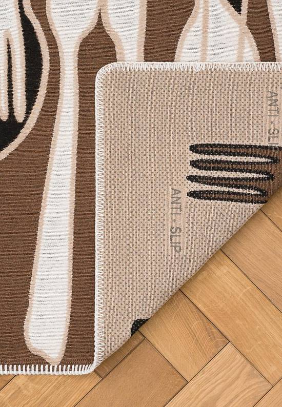 Безворсовый ковер из хлопка ARN 06 Brown White