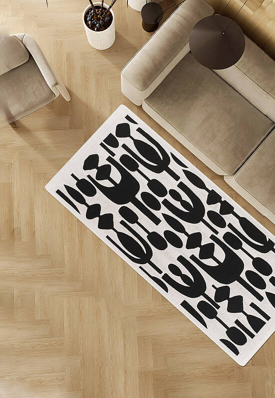 Безворсовый ковер из хлопка ARN 07 White Black