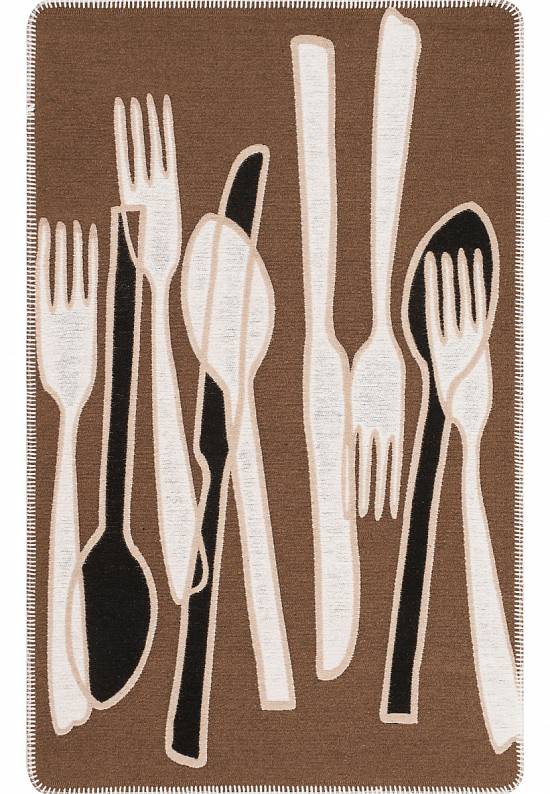 Безворсовый ковер из хлопка ARN 06 Brown White