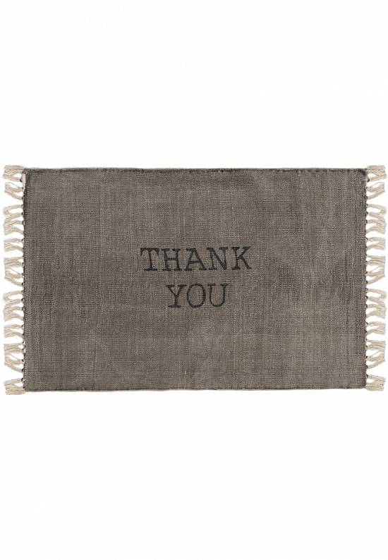 Безворсовый ковер из хлопка JHC-11 grey-black thank you