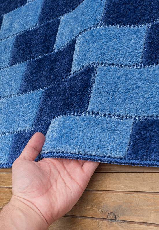 Синий комплект ковриков для ванной комнаты и туалета Bornova 2582 Dark Blue BQ