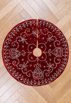 дизайн коврика-юбки под ёлку Christmas Tree Skirt Burgundy 120 cm