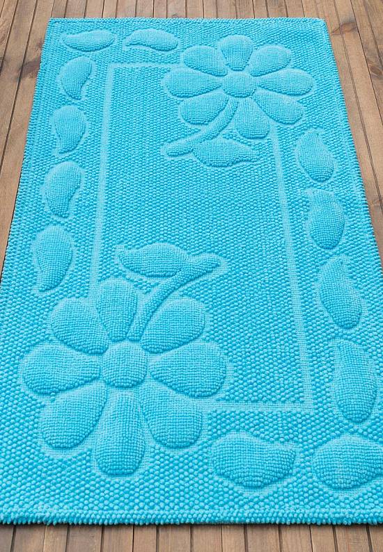 Бирюзовый коврик для ванной из хлопка SCTN 10-Turquoise