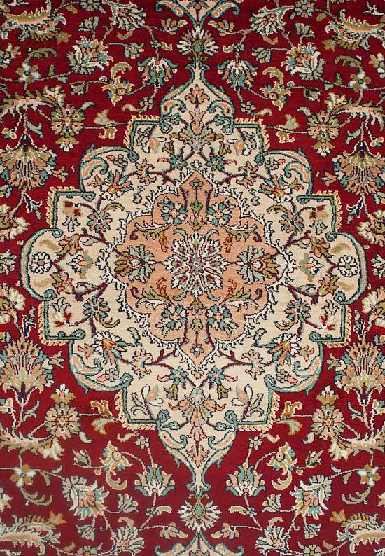 Шелковый ковер ручной работы из Индии 241678-Keshan red/beige