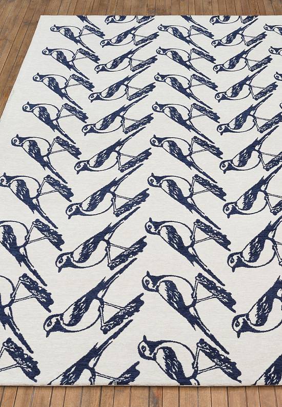 Гобеленовый ковер Birds-dark blue/white