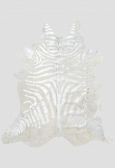 Натуральная шкура коровы Имитация зебры серебро на серебре 3