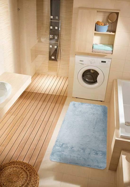 Голубой мягкий коврик для ванной 3505 Pastel Blue