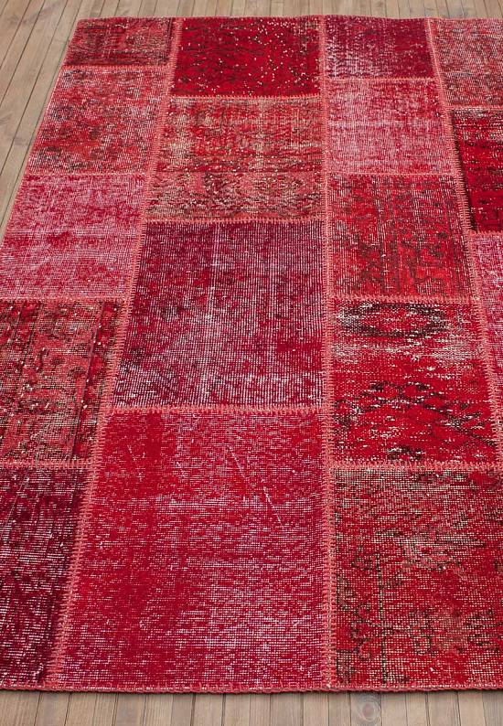 Безворсовый ковер-пэчворк ручной работы 013-Ribbon Red