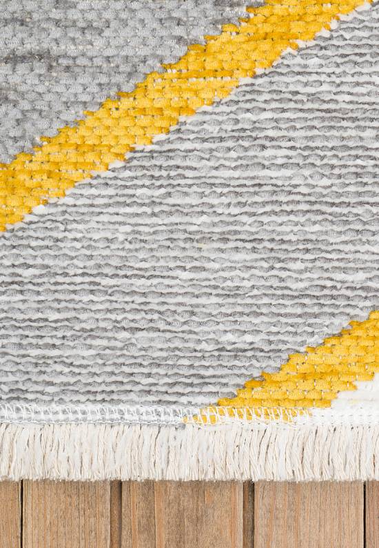 Двусторонний безворсовый ковер из шенилла NK 05 Grey Yellow
