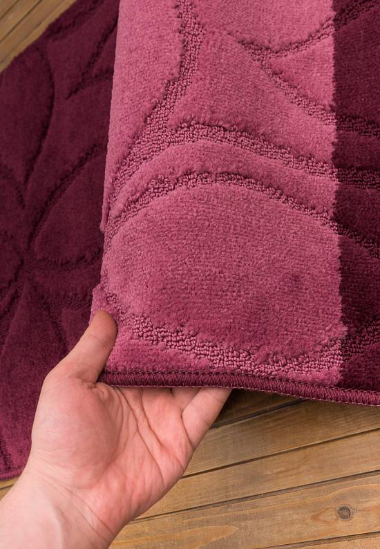 Бордово-фиолетовый комплект ковриков для ванной комнаты и туалета Erdek 2576 Aubergine BQ