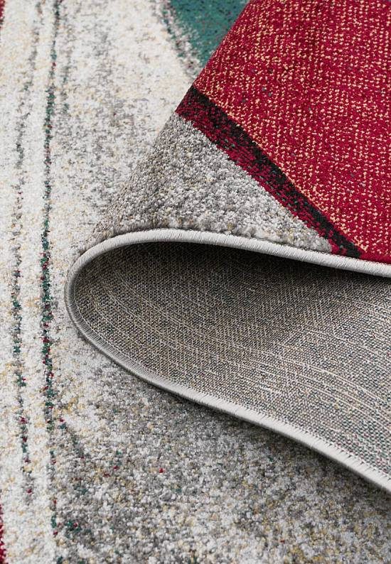Современный синтетический ковер D827-Gray-Red