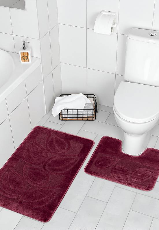 Бордово-фиолетовый комплект ковриков для ванной и туалета Flora 2576 Aubergine BQ