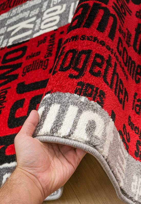 Недорогой синтетический ковер C081-Gray-Red
