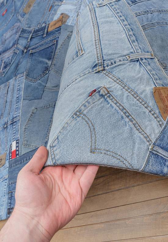Ковер пэчворк ручной работы из джинсы Double Pocket-Natural