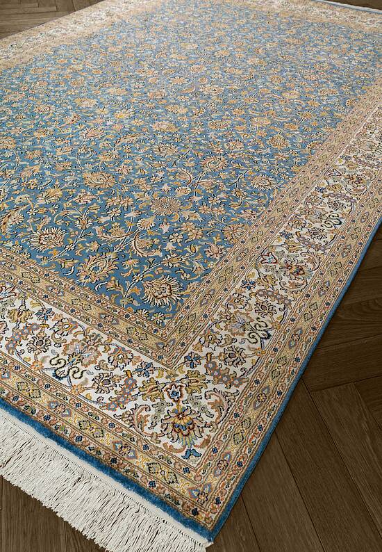 Шелковый ковер ручной работы 474885 Blue