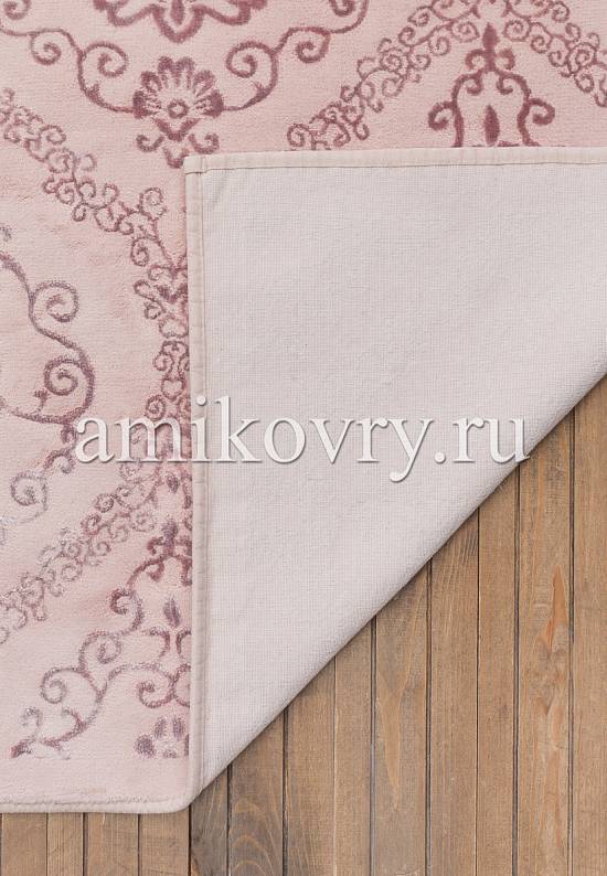Турецкий ковер из хлопка и вискозы Damask Pembe