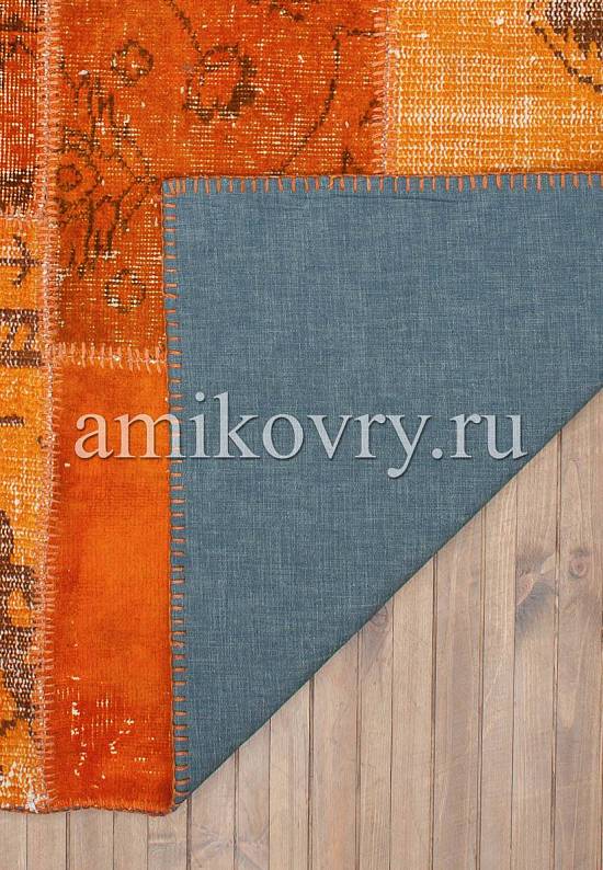 Безворсовый ковер-пэчворк ручной работы 004-Amber Glow
