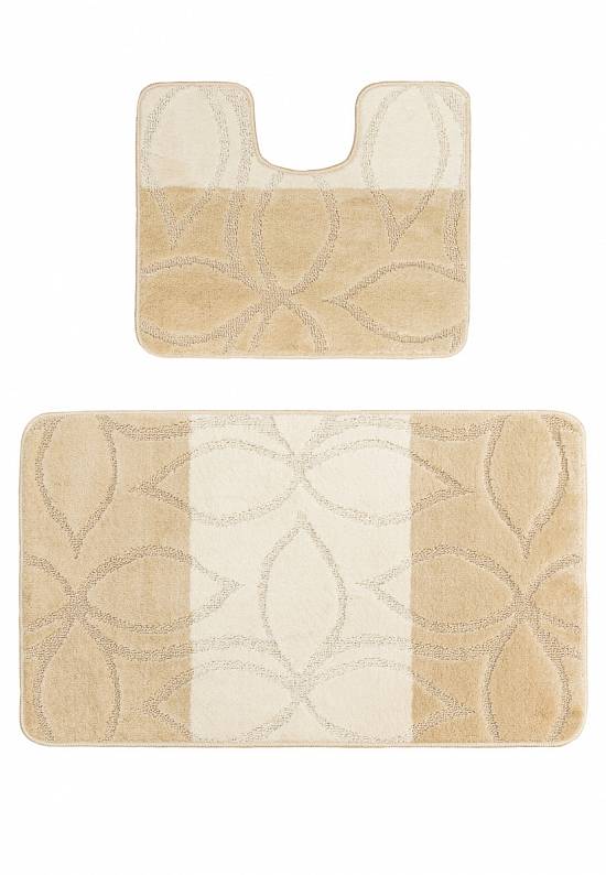 Бежевый комплект ковриков для ванной комнаты и туалета Erdek 2540 Beige BQ