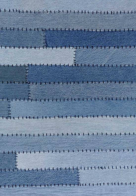 Ковер пэчворк ручной работы из джинсы Stripes-Natural