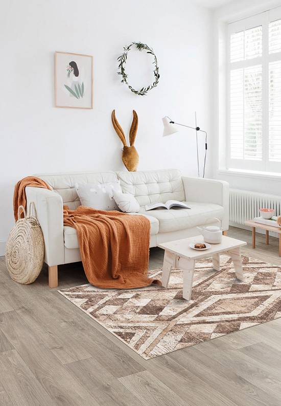 Недорогой ковер из полиэстера O0198-070 Beige