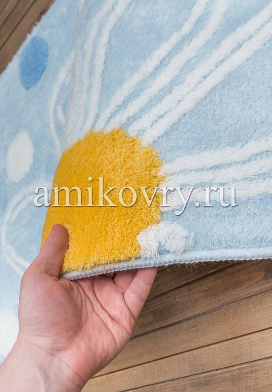 Голубой коврик для ванной комнаты Alinda 818 Light Blue