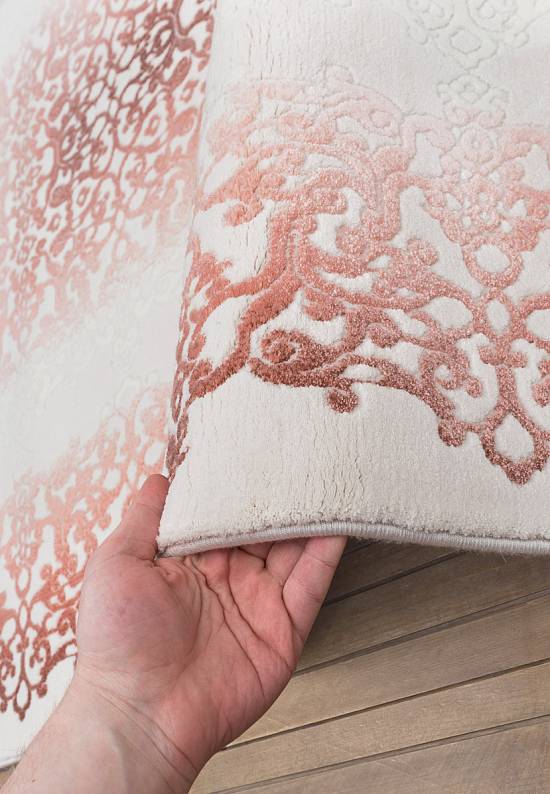 Турецкий синтетический ковер 12602-Cream/Pink