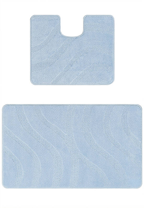 Голубой комплект ковриков для ванной и туалета Symphony 2522 Baby Blue BQ