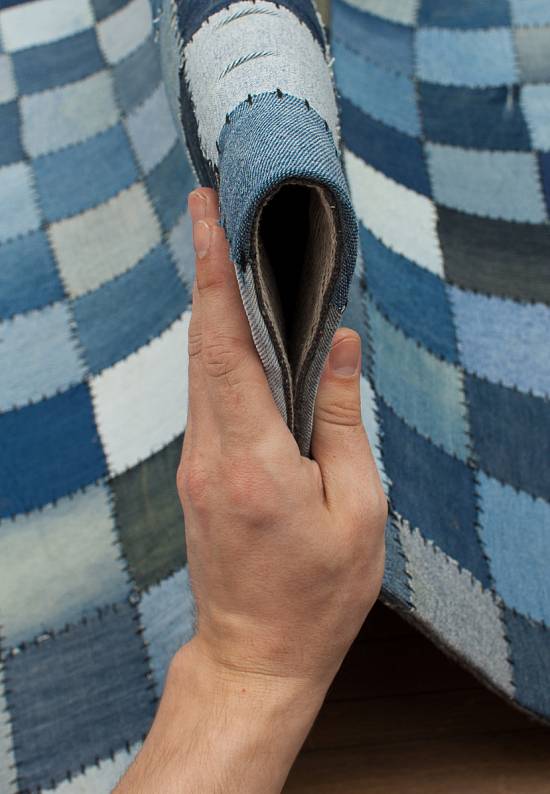 Ковер пэчворк ручной работы из джинсы Small Patch-Natural
