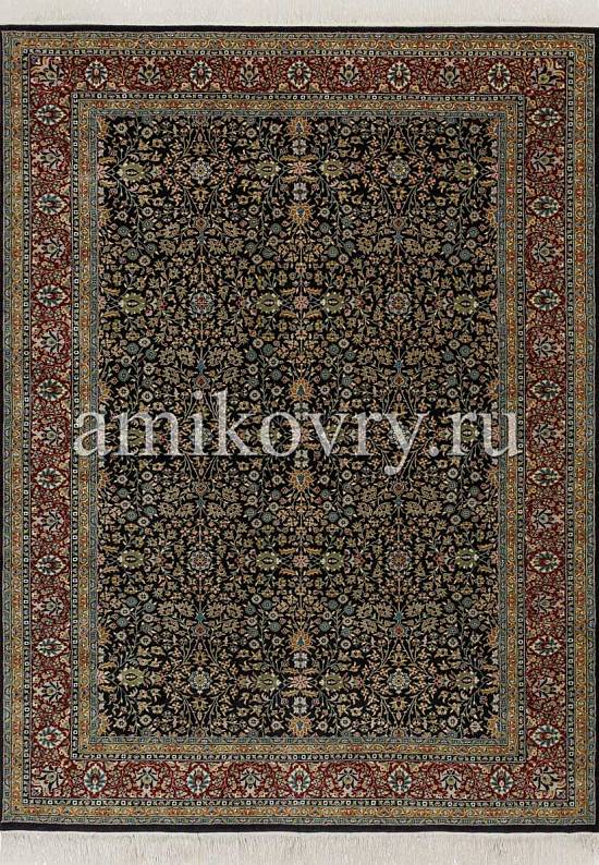 Индийский шерстяной ковер B-15371 black/red KP-32