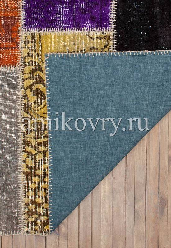 Безворсовый ковер-пэчворк ручной работы 101-Multy