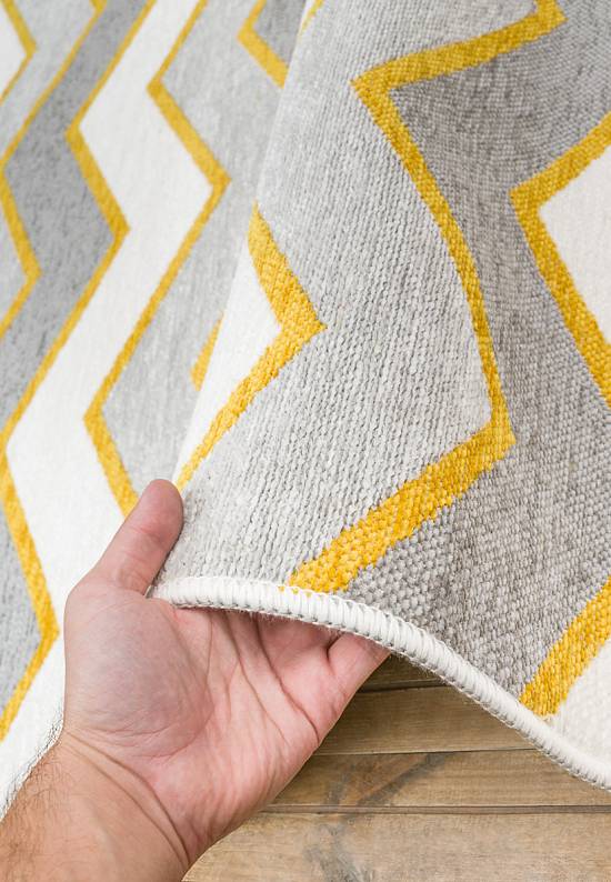 Двусторонний безворсовый ковер из шенилла NK 05 Grey Yellow