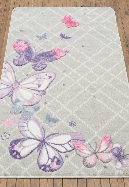 Серо-сиреневый коврик для ванной Butterfly Plaid 01 Purple
