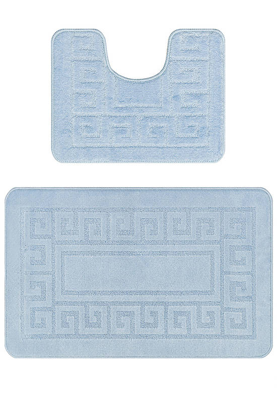 Голубой комплект ковриков для ванной и туалета Ethnic 2522 Baby Blue PS