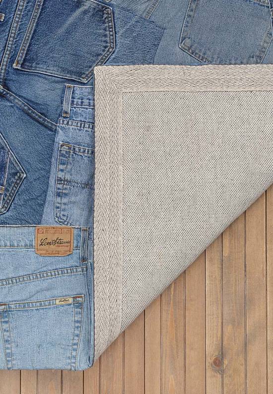 Ковер пэчворк ручной работы из джинсы Double Pocket-Natural