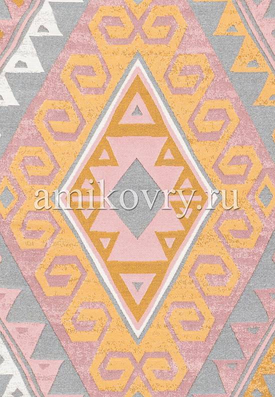 Двусторонний безворсовый ковер в этно-стиле AR 08 Pink Yellow