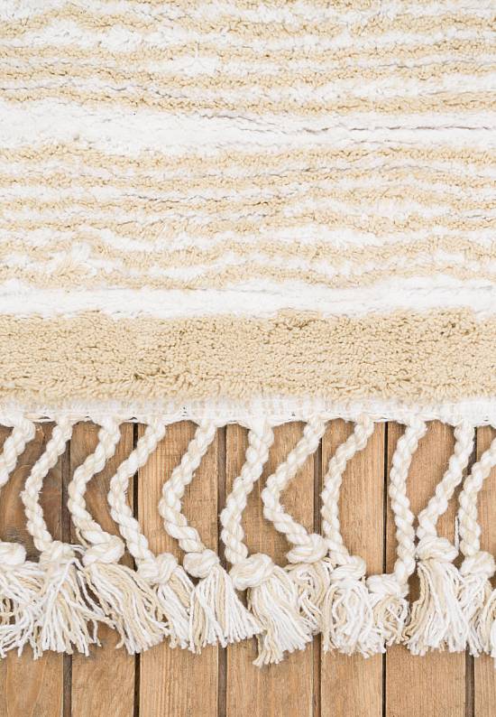 Бежево-полосатый комплект ковриков для ванной и туалета Martil-Beige