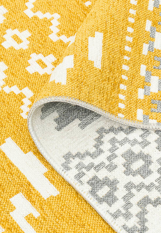Двусторонний безворсовый ковер NK 09 Grey Yellow