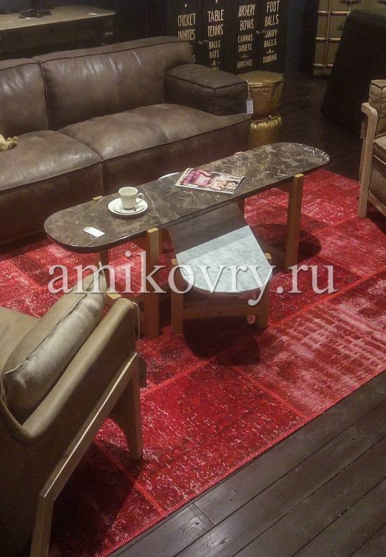 Безворсовый ковер-пэчворк ручной работы 013-Ribbon Red discount2
